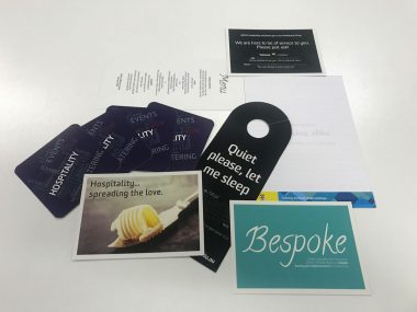 Door hangers, coasters, menus, postcards