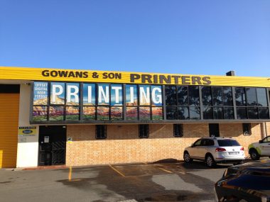Gowans & Son frontage one way window graphics