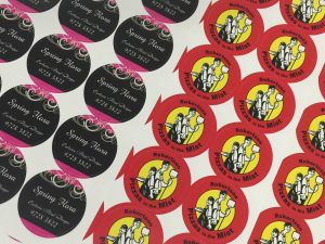 45mm round stickers from Gowans & Son, Chipping Norton, Sydney