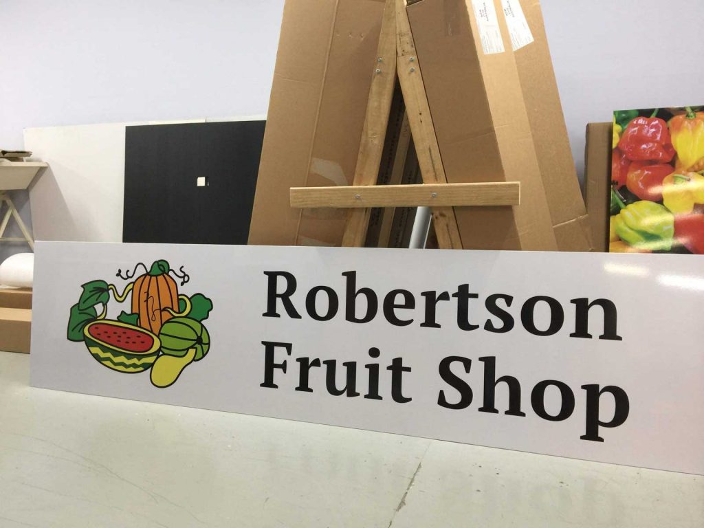 2400 x 600mm Alupanel sign for Robertson Fruit shop printed in Chipping Norton Sydney NSW