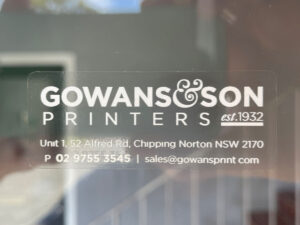 Clear smooth vinyl stickers produced in Chipping Norton, Sydney