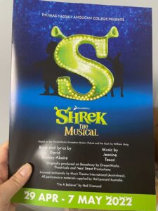 Programmes for Thomas Hassall Anglican College presents Shrek the Musical printed in Chipping Norton