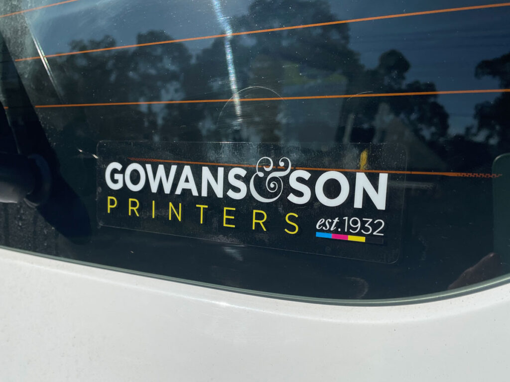 Clear vinyl white ink car stickers in Chipping Norton Sydney