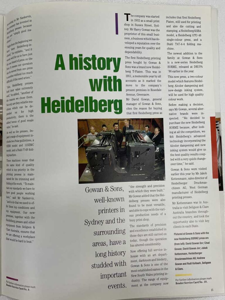 1986 Article in the SELCLARION, a print magazine of the time, issued by Selgison and Claire