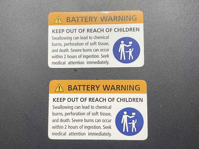 Button Battery Warning Compliance Stickers in Chipping Norton Sydney