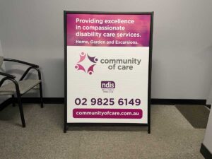 A-frame Stand sign with corflute insert in Chipping Norton Sydney