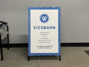 A-frame stand with fixed alupanel sign