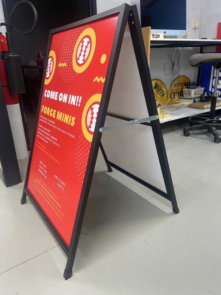 A-frame Stand sign with corflute insert in Chipping Norton Sydney