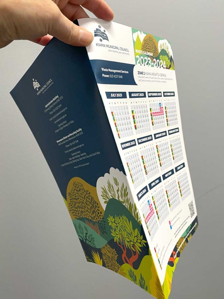 Waste Calendar Info Brochure produced Chipping Norton Sydney